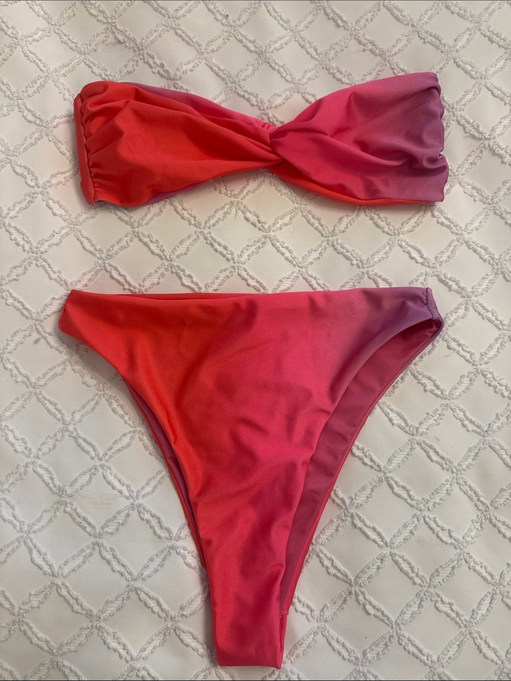 Baobab Collection Ombre Red Pink Bandeau Bikini Set